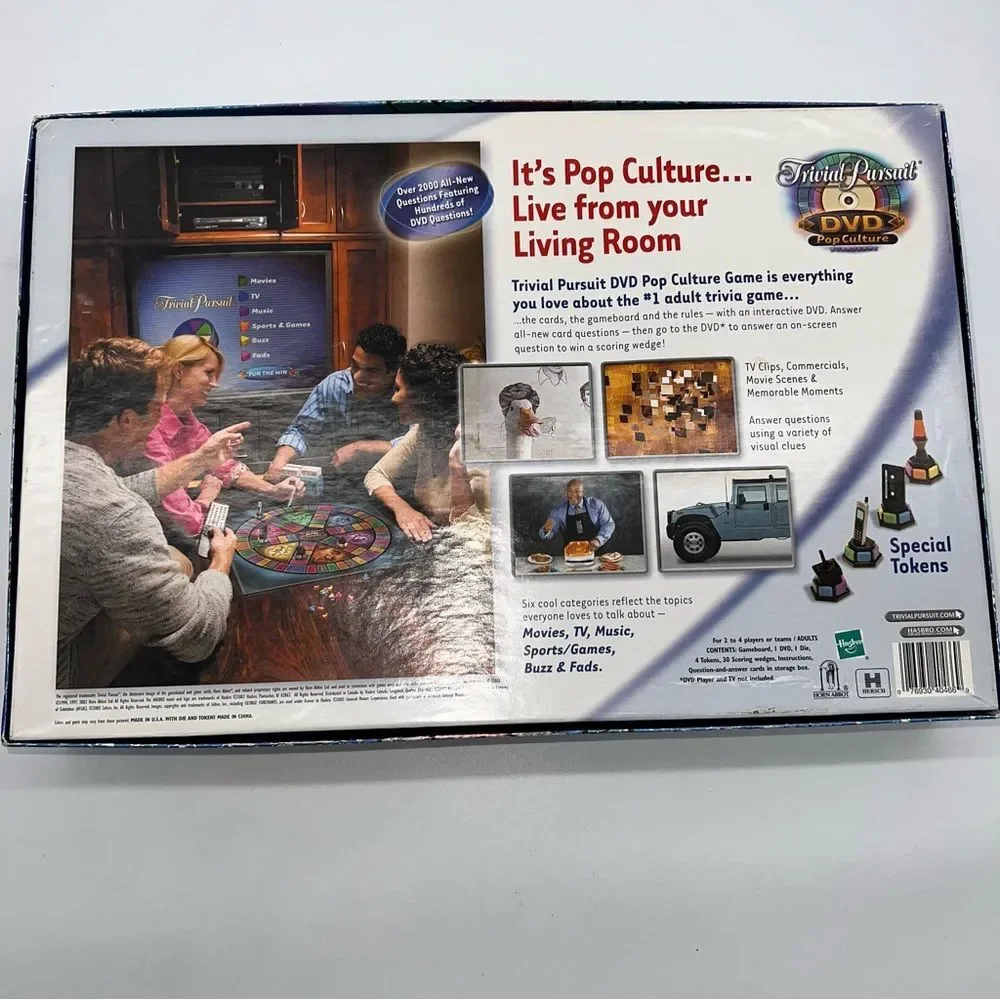 Trivial Pursuit DVD Pop Culture BOARD GAME Parker Brothers 2003-Used